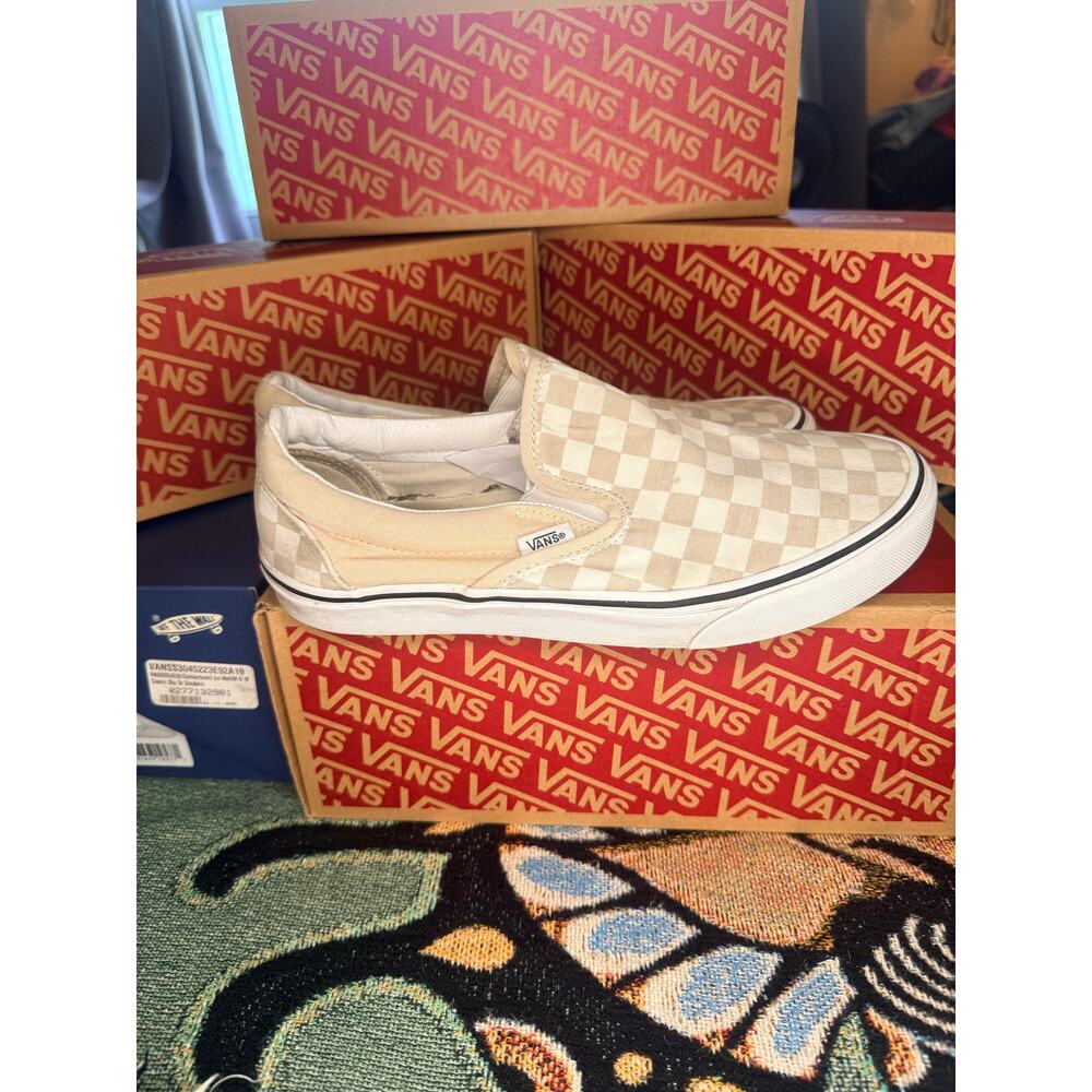 Vans Beige Slip On Checkerboard Men 8.5/Women 10 - Picture 5 of 6